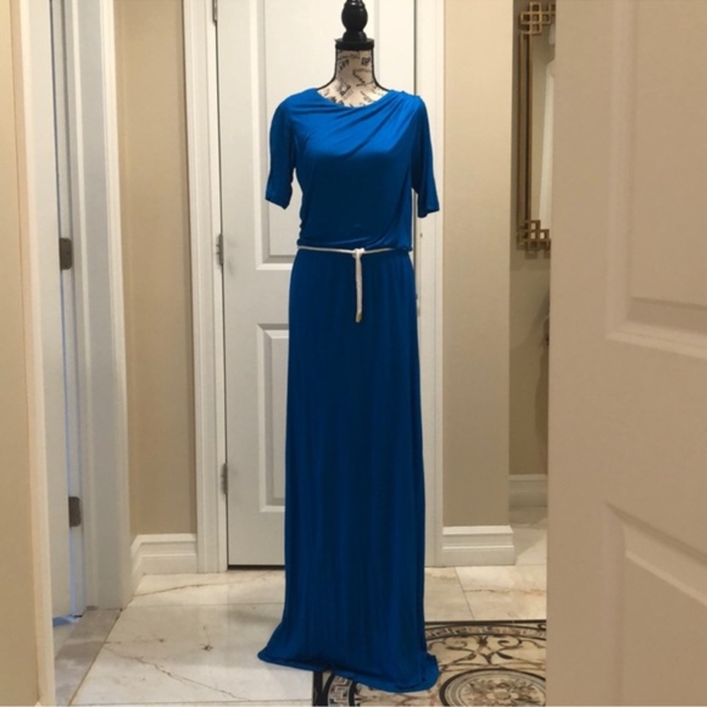 Ann Taylor Elegant Blue Jersey Maxi Dress